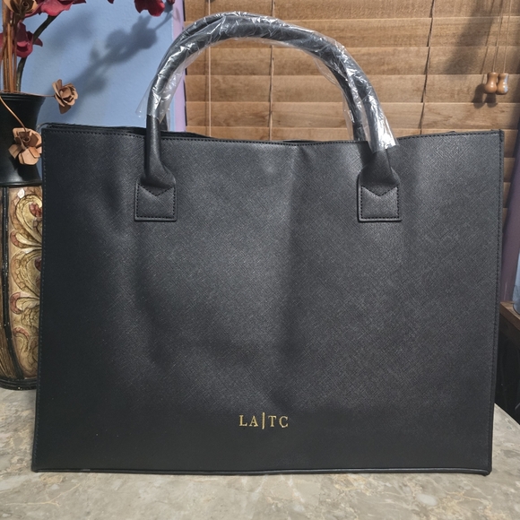 LATC Los Angeles Trading Co. Black Babenciaga Vegan Leather Tote NWT - Picture 5 of 9